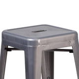 English Elm Commercial Grade 24'' High Backless Metal Indoor Counter Height Stool with Square Seat