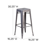 English Elm Commercial Grade 30'' High Backless Metal Indoor Barstool with Square Seat