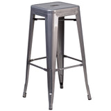 English Elm Commercial Grade 30'' High Backless Metal Indoor Barstool with Square Seat