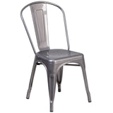 English Elm Commercial Grade Metal Indoor Stackable Chair