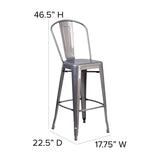 English Elm Commercial Grade 30'' High Indoor Barstool with Back