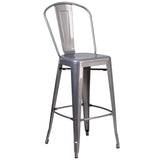 English Elm Commercial Grade 30'' High Indoor Barstool with Back