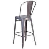 English Elm Commercial Grade 30'' High Indoor Barstool with Back