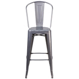 English Elm Commercial Grade 30'' High Indoor Barstool with Back