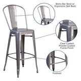 English Elm Commercial Grade 30'' High Indoor Barstool with Back