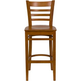 English Elm Commercial Grade Series Ladder Back Cherry Wood Restaurant Barstool