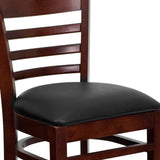 English Elm Commercial Grade Series Ladder Back Mahogany Wood Restaurant Barstool - Vinyl Seat