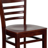 English Elm Commercial Grade Series Ladder Back Mahogany Wood Restaurant Barstool