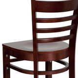 English Elm Commercial Grade Series Ladder Back Mahogany Wood Restaurant Barstool