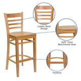 English Elm Commercial Grade Series Ladder Back Wood Restaurant Barstool