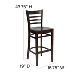 English Elm Commercial Grade Series Ladder Back Walnut Wood Restaurant Barstool