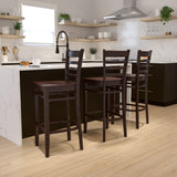 Commercial Grade Series Ladder Back Walnut Wood Restaurant Barstool