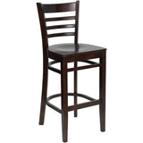 English Elm Commercial Grade Series Ladder Back Walnut Wood Restaurant Barstool