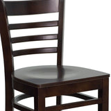 English Elm Commercial Grade Series Ladder Back Walnut Wood Restaurant Barstool