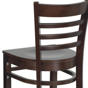 English Elm Commercial Grade Series Ladder Back Walnut Wood Restaurant Barstool