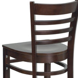 English Elm Commercial Grade Series Ladder Back Walnut Wood Restaurant Barstool