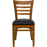 English Elm Commercial Grade Series Ladder Back Cherry Wood Restaurant Chair - Vinyl Seat