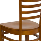 English Elm Commercial Grade Series Ladder Back Cherry Wood Restaurant Chair