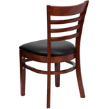 English Elm Commercial Grade Series Ladder Back Mahogany Wood Restaurant Chair - Vinyl Seat