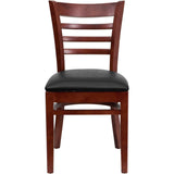 English Elm Commercial Grade Series Ladder Back Mahogany Wood Restaurant Chair - Vinyl Seat