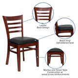 English Elm Commercial Grade Series Ladder Back Mahogany Wood Restaurant Chair - Vinyl Seat