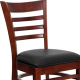 English Elm Commercial Grade Series Ladder Back Mahogany Wood Restaurant Chair - Vinyl Seat