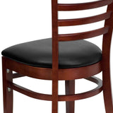 English Elm Commercial Grade Series Ladder Back Mahogany Wood Restaurant Chair - Vinyl Seat