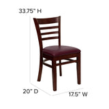 English Elm Commercial Grade Series Ladder Back Mahogany Wood Restaurant Chair - Vinyl Seat