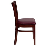 English Elm Commercial Grade Series Ladder Back Mahogany Wood Restaurant Chair - Vinyl Seat