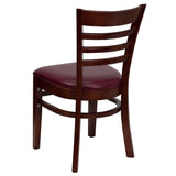 English Elm Commercial Grade Series Ladder Back Mahogany Wood Restaurant Chair - Vinyl Seat