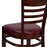 English Elm Commercial Grade Series Ladder Back Mahogany Wood Restaurant Chair - Vinyl Seat