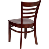 English Elm Commercial Grade Series Ladder Back Mahogany Wood Restaurant Chair