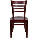 English Elm Commercial Grade Series Ladder Back Mahogany Wood Restaurant Chair