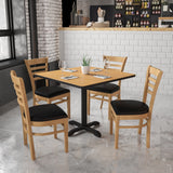 Commercial Grade Natural Wood Restaurant Chair with Vinyl Seat - 800 lb. Capacity