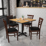 Commercial Grade Walnut Wood Restaurant Chair - Vinyl Seat, 800 lb. Capacity