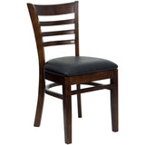 English Elm Commercial Grade Series Ladder Back Walnut Wood Restaurant Chair - Vinyl Seat