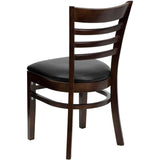 English Elm Commercial Grade Series Ladder Back Walnut Wood Restaurant Chair - Vinyl Seat