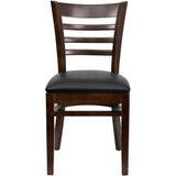 English Elm Commercial Grade Series Ladder Back Walnut Wood Restaurant Chair - Vinyl Seat