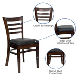 English Elm Commercial Grade Series Ladder Back Walnut Wood Restaurant Chair - Vinyl Seat