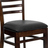 English Elm Commercial Grade Series Ladder Back Walnut Wood Restaurant Chair - Vinyl Seat