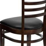 English Elm Commercial Grade Series Ladder Back Walnut Wood Restaurant Chair - Vinyl Seat