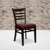 English Elm Commercial Grade Series Ladder Back Walnut Wood Restaurant Chair - Vinyl Seat