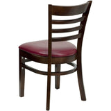 English Elm Commercial Grade Series Ladder Back Walnut Wood Restaurant Chair - Vinyl Seat