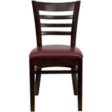 English Elm Commercial Grade Series Ladder Back Walnut Wood Restaurant Chair - Vinyl Seat