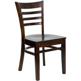 English Elm Commercial Grade Series Ladder Back Walnut Wood Restaurant Chair