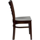 English Elm Commercial Grade Series Ladder Back Walnut Wood Restaurant Chair