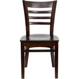 English Elm Commercial Grade Series Ladder Back Walnut Wood Restaurant Chair