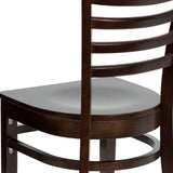 English Elm Commercial Grade Series Ladder Back Walnut Wood Restaurant Chair