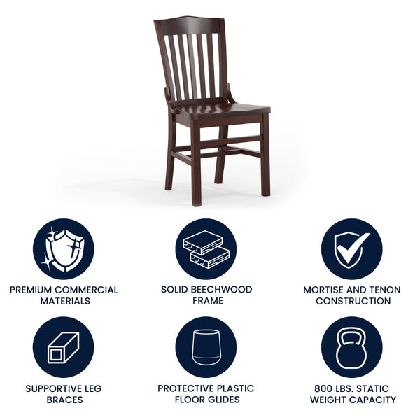 English Elm Commercial Grade Series School House Back Wood Restaurant Chair