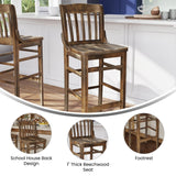 English Elm Commercial Grade School House Back Wood Restaurant Barstool